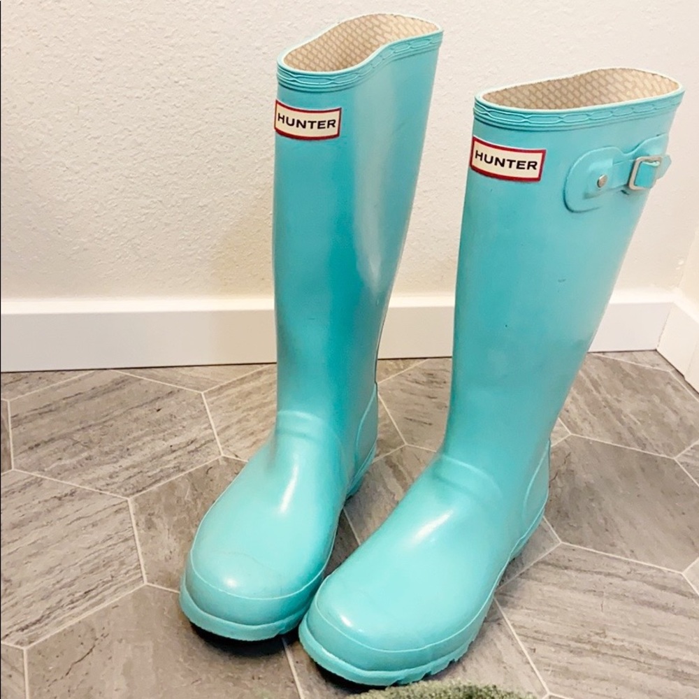 ✨RARE✨Mint/Tiffany Blue tall Hunter Boots